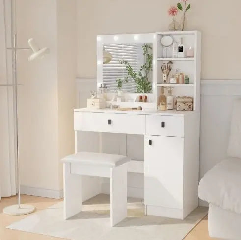 Vanity Desk With Lights With Large Drawers My Store
