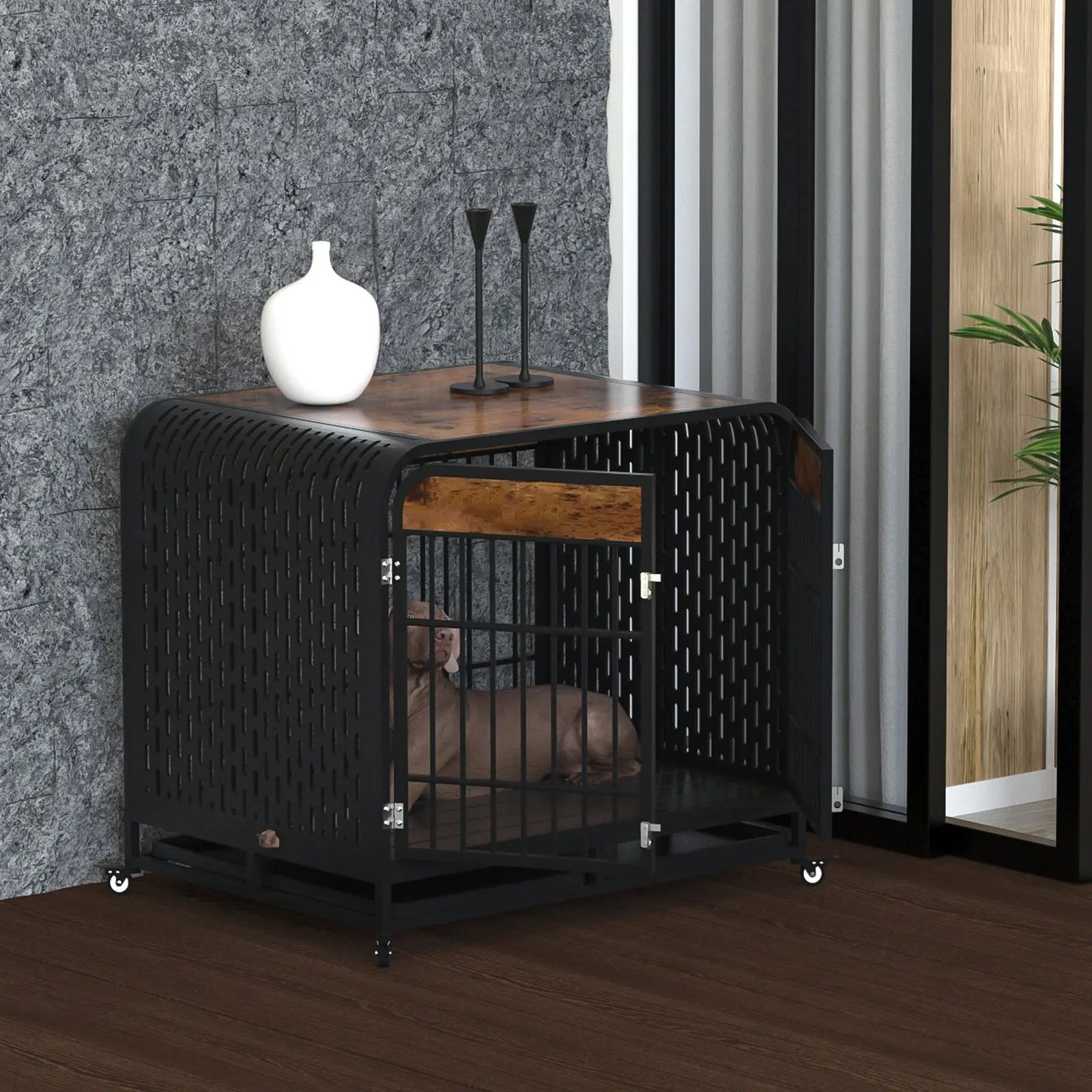 Heavy Duty Dog Crate Furniture Wooden Table 42inch Brown My Store