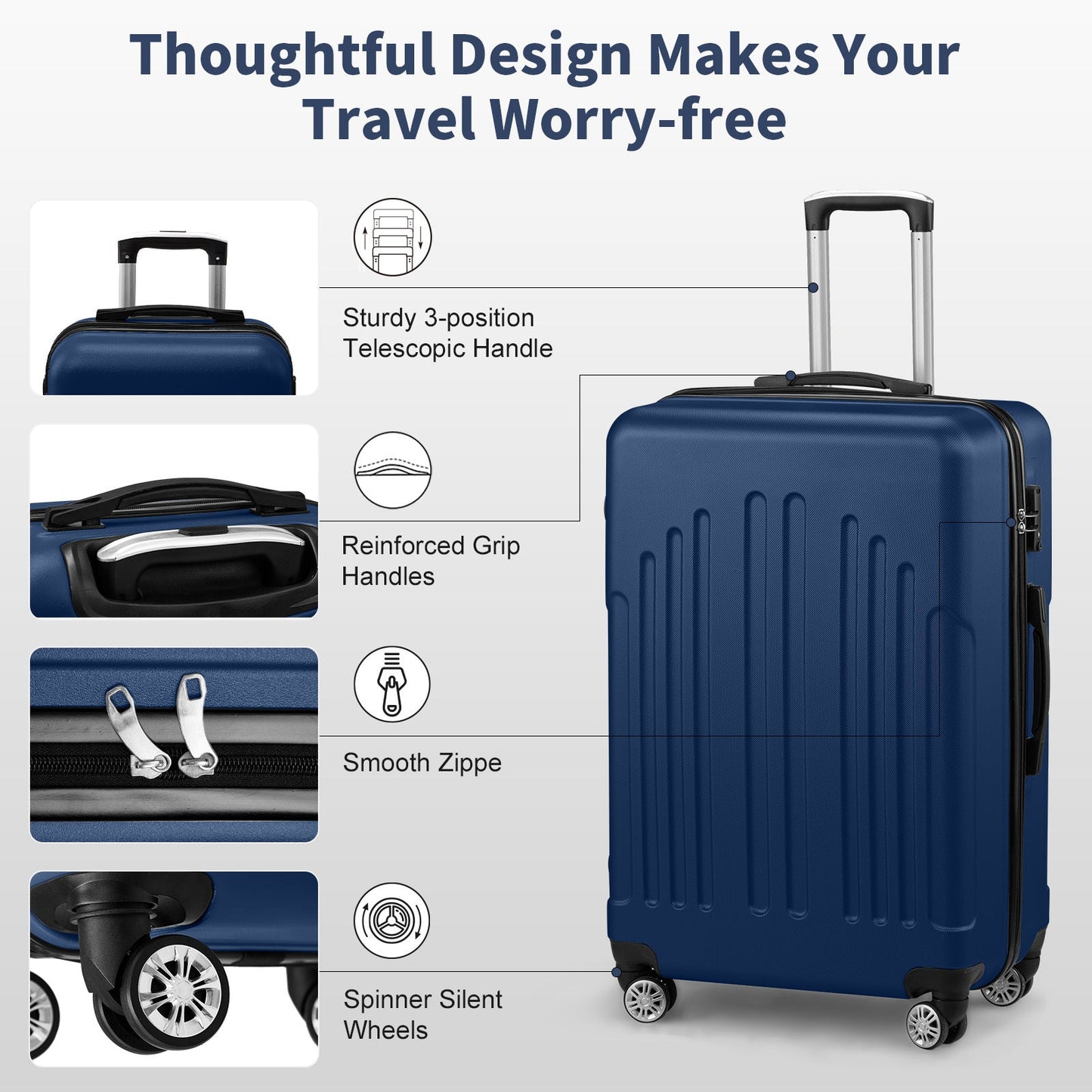 Three In One ABS PC Suitcase 20in 24in 28in Suitcase My Store