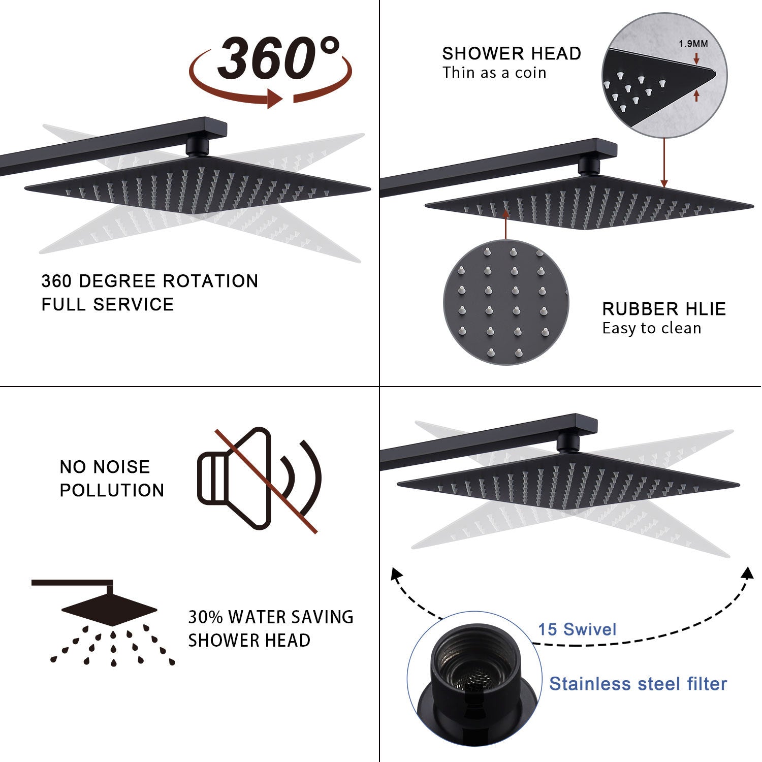 Shower System Shower Faucet Combo Set Wall Mounted With 10" Rainfall Shower Head And Handheld Inkedjoy