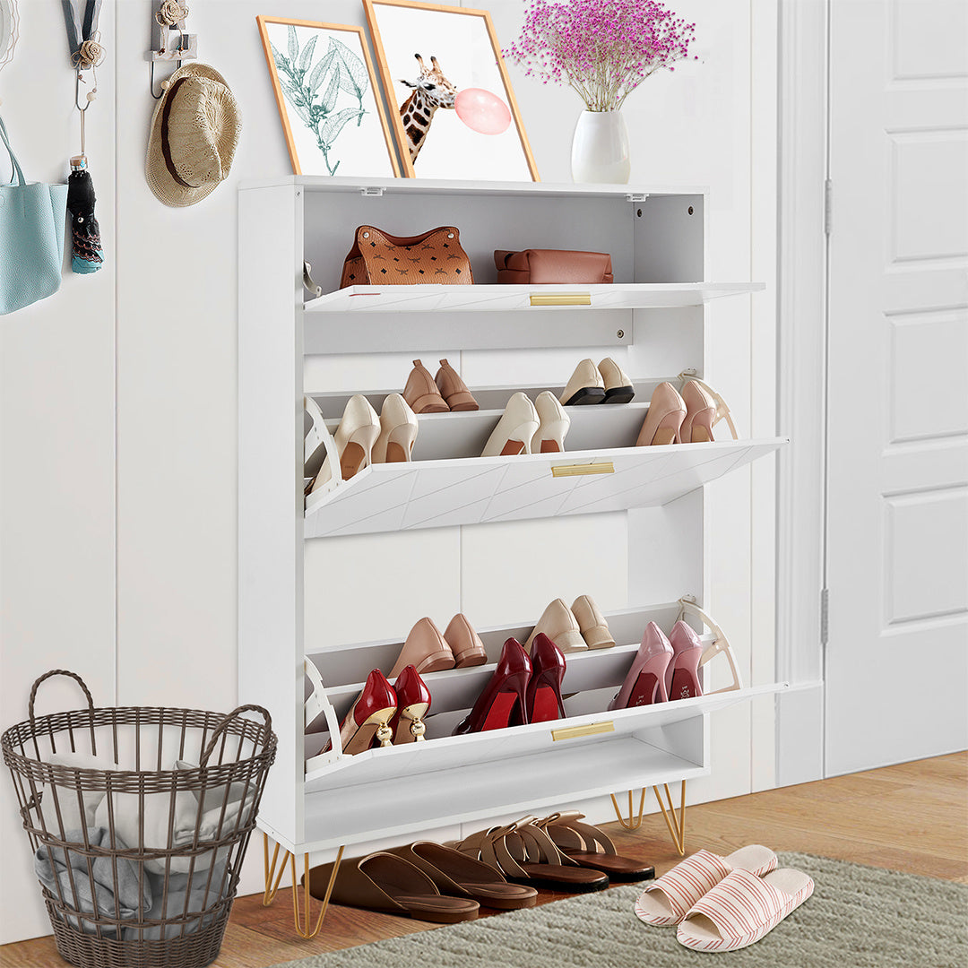 Shoe Cabinet With 3 Flip Drawers Inkedjoy