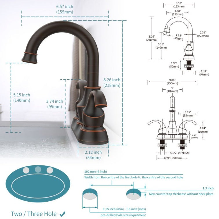 Oil Rubbed Bronze Bathroom Faucet With 2-Handle And 360 Degree Rotating Spout My Store