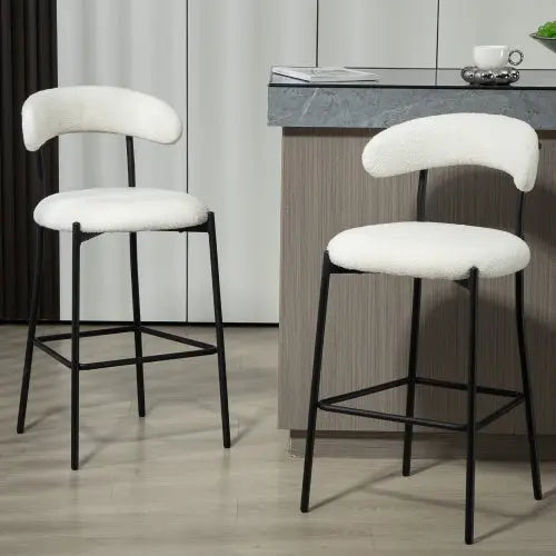 26 Counter Height Bar Stools Teddy Fabric Cover Kitchen Island Counter Bar Stool With Black Powder Coating Base And Footrest My Store
