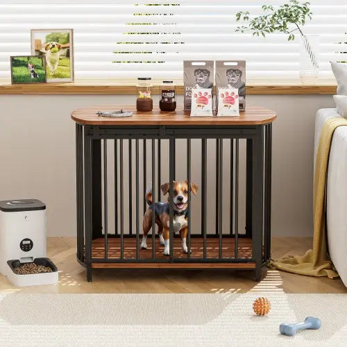 31.5 Furniture Style Dog Crate For Small And Medium Dogs, Wooden Cage Indoor Kennel Furniture, Modern Dog Crate End Table With Double-Doors My Store