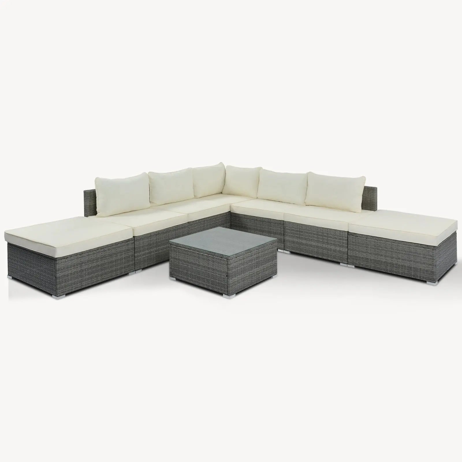 8-Pc Outdoor Patio Furniture Set, Garden Wicker Sofa, Single Sofa Combinable My Store