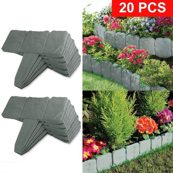 Garden Edge, Imitation Stone Effect Garden Lawn Edge, Non Digging Flexible Lawn Edge, And Flower Bed Edge Gray -20 Inkedjoy