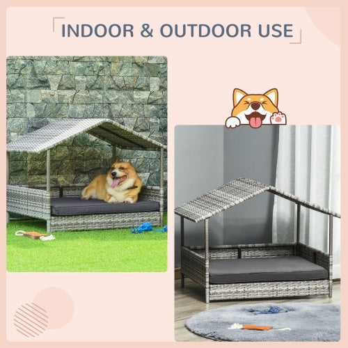 The Rattan Dog House Outdoor With Canopy Is Suitable For Small And Medium-sized Dogs My Store