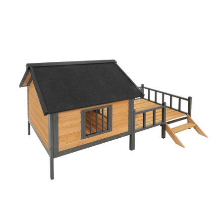 Outdoor Large Wooden Cabin House Style Wooden Dog Kennel With Porch My Store