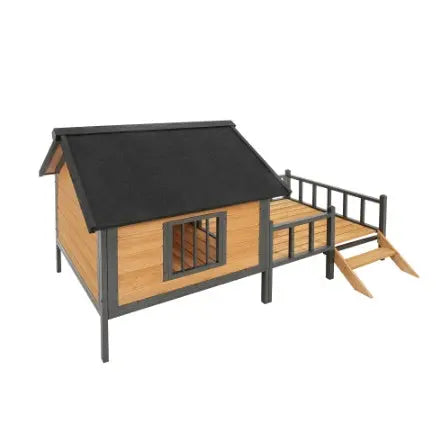 Outdoor Large Wooden Cabin House Style Wooden Dog Kennel With Porch My Store