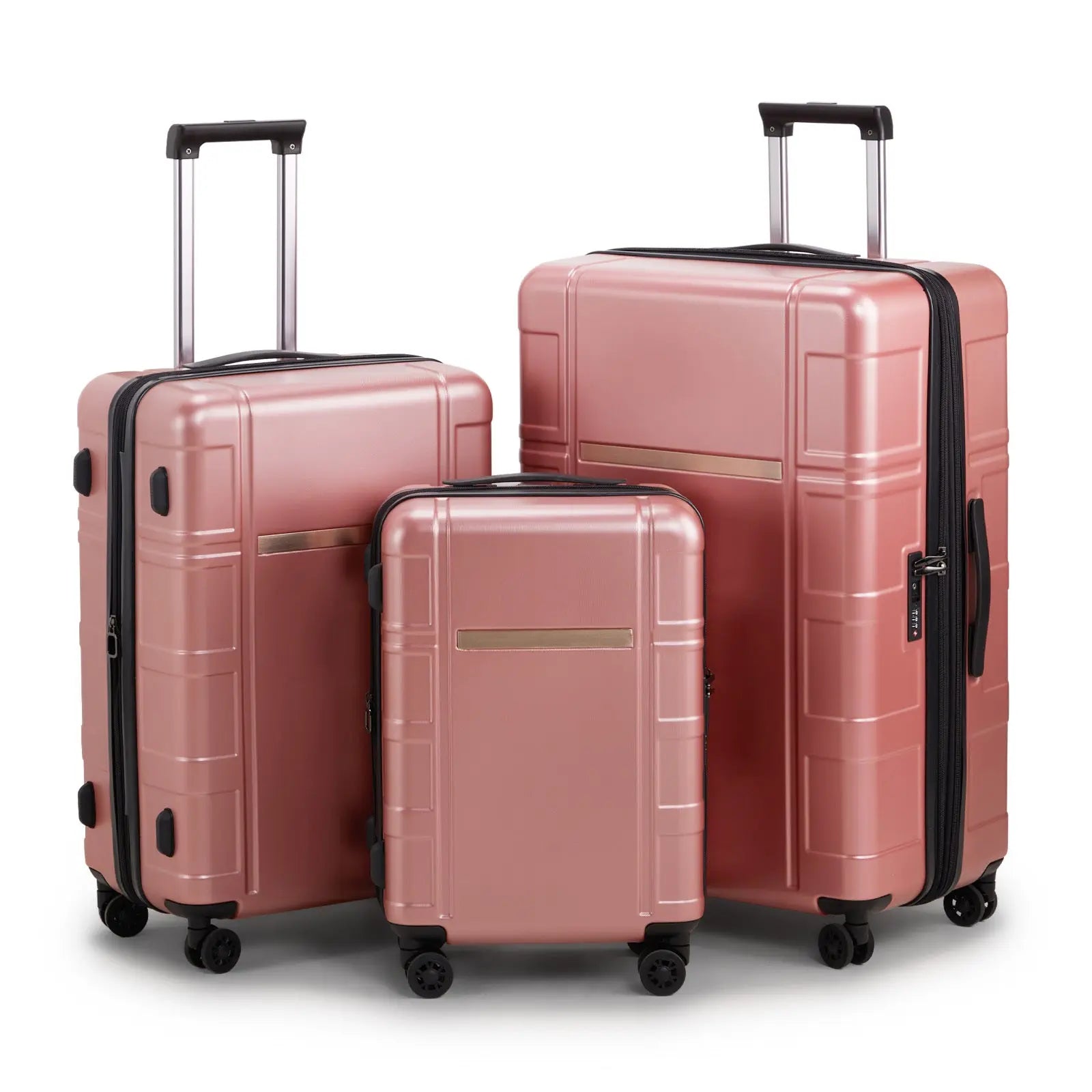 Three In One Set Of Double Wheel Silent Wheels With Dry Wet Separation Compartment ABS PC Luggage Inkedjoy