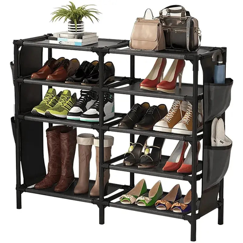 Shoe Rack With Pockets, 5-Tier Shoe Boots Organizer Inkedjoy