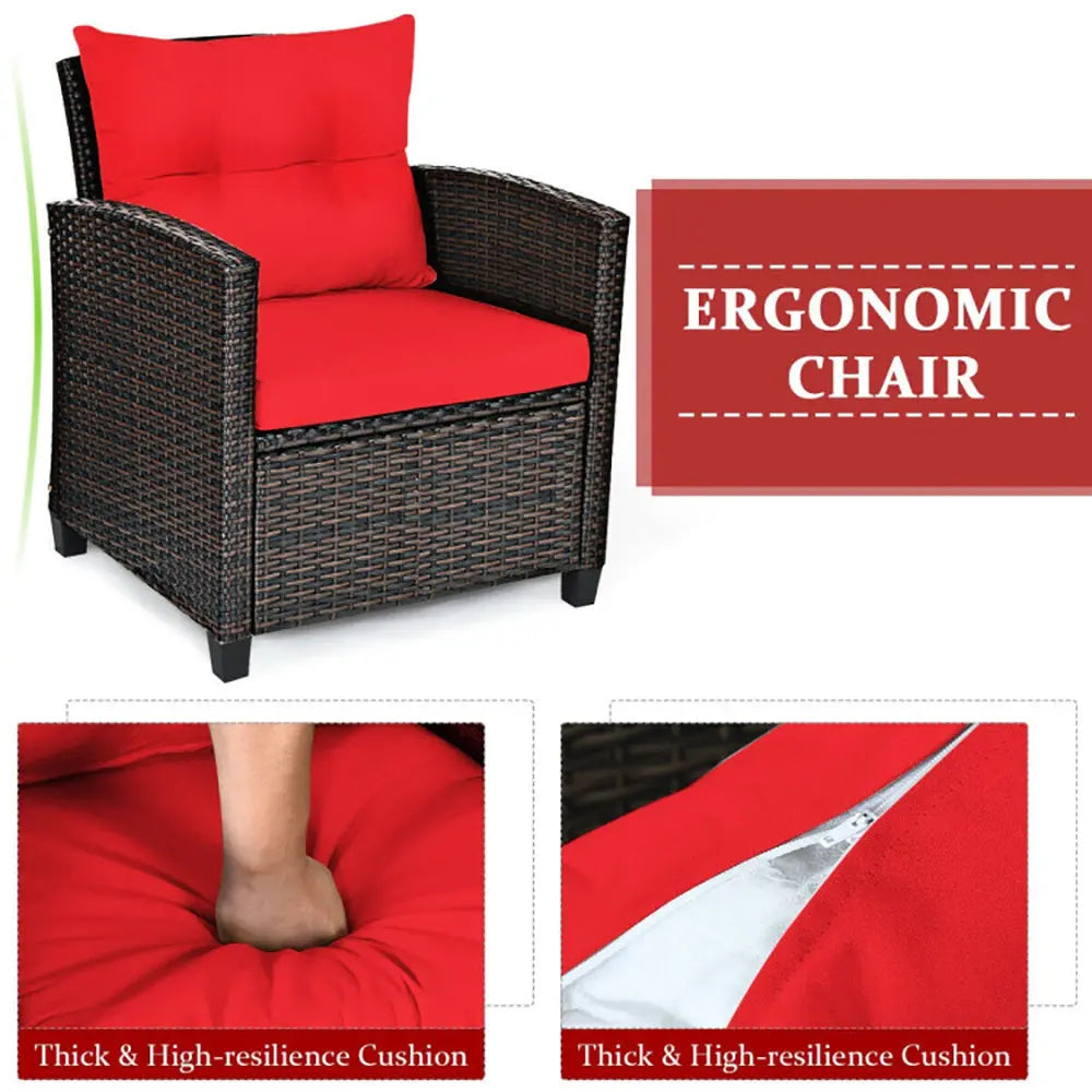3 Pieces Rattan Patio Furniture Set With Washable Cushion My Store