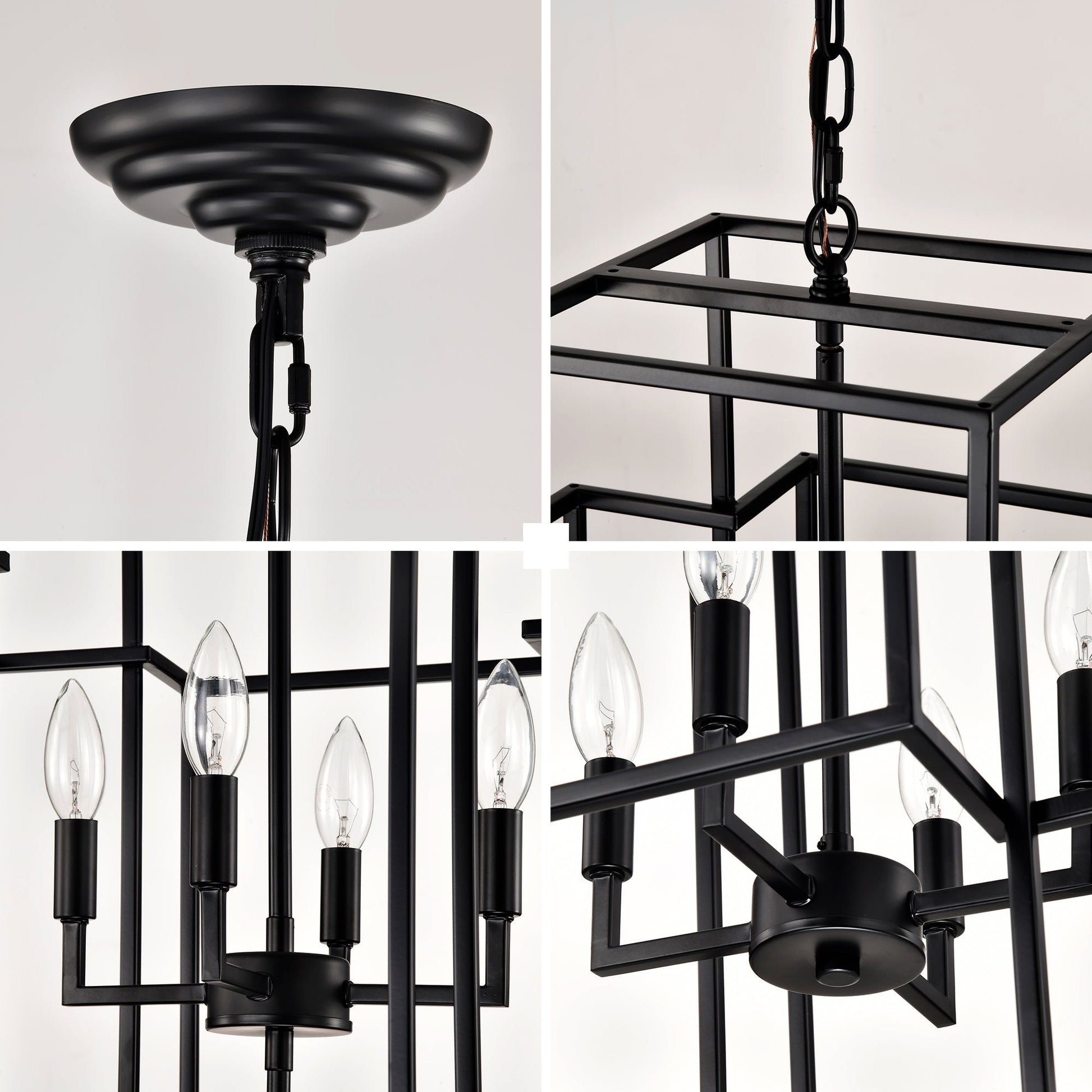 8-Light Metal Lantern Tiered Pendant Hanging Light Fixtures Inkedjoy