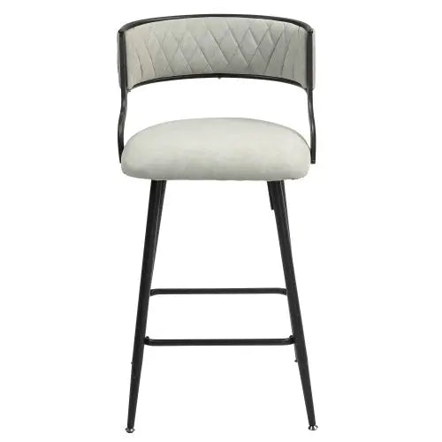 SET OF 2, 26 Counter Height Bar Stools PU Cover Kitchen Island Counter Bar Stool With Black Powder Coating Base And Footrest My Store