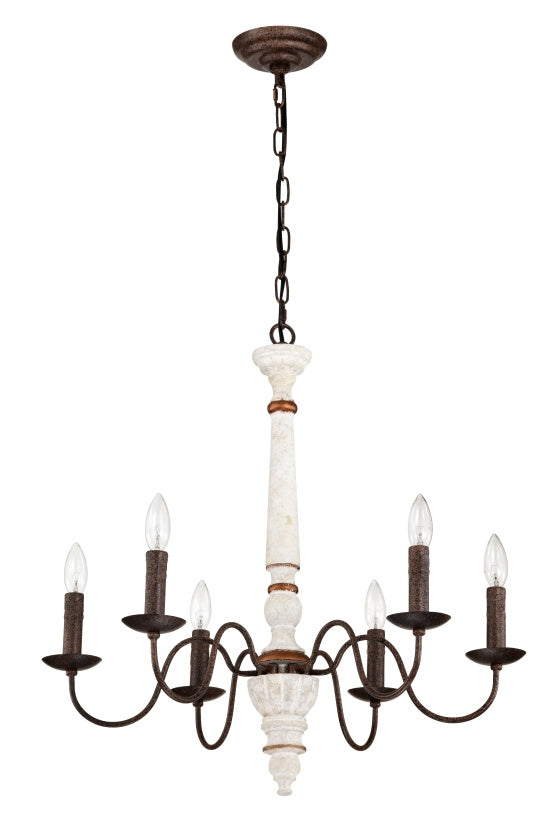 Retro White And Rust Color Chandelier With Light Fixture 6 Light E12 Inkedjoy