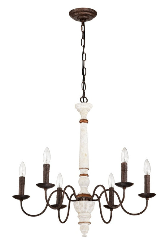 Retro White And Rust Color Chandelier With Light Fixture 6 Light E12 Inkedjoy