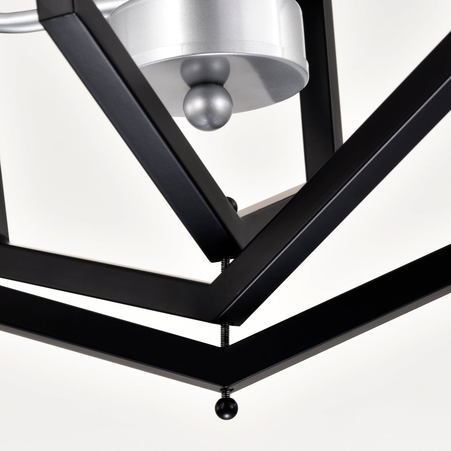 4-Light Farmhouse Kitchen Chandeliers, Matte Black And Sliver Vintage Rustic Cage Light Fixture Inkedjoy