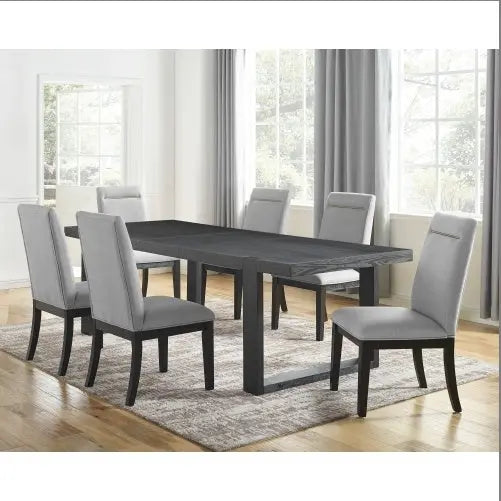 Yves - 7 Piece Dining Set Wood - Gray My Store