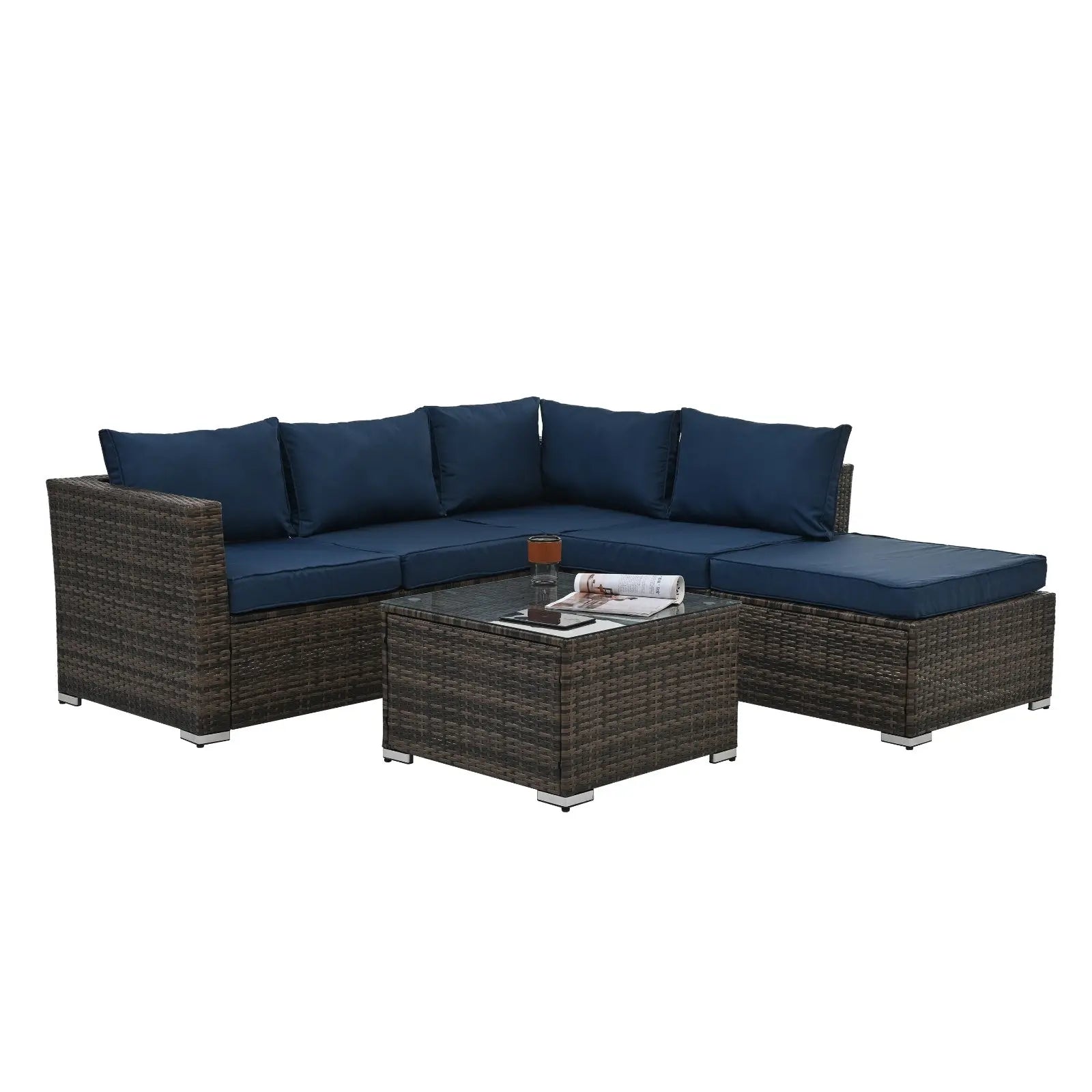Patio Furniture, Outdoor Furniture, Seasonal PE Wicker Furniture, 4 Set Wicker Furniture With Temper My Store