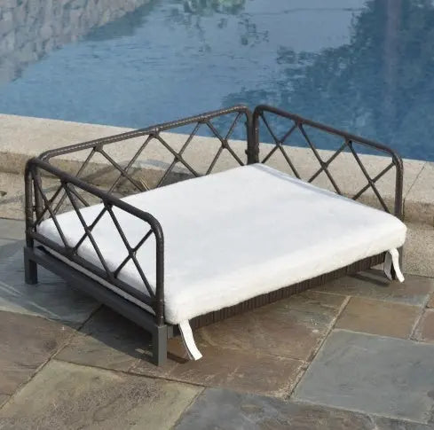 Wicker Rattan Dog Sofa Bed Outdoor Indoor Water Resistant My Store