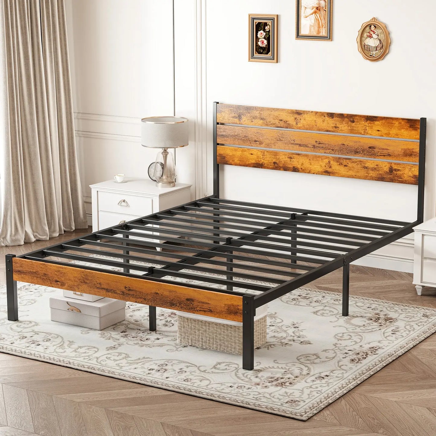 Metal Platform Bed Frame - Mattress Foundation With Headboard And Footboard My Store