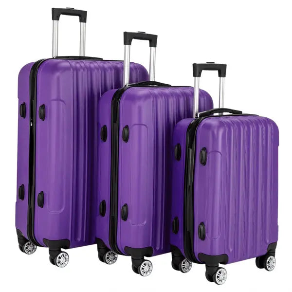 Vertical 3-in-1 Spinner Wheel With Handle Trolley Case - Purple Inkedjoy