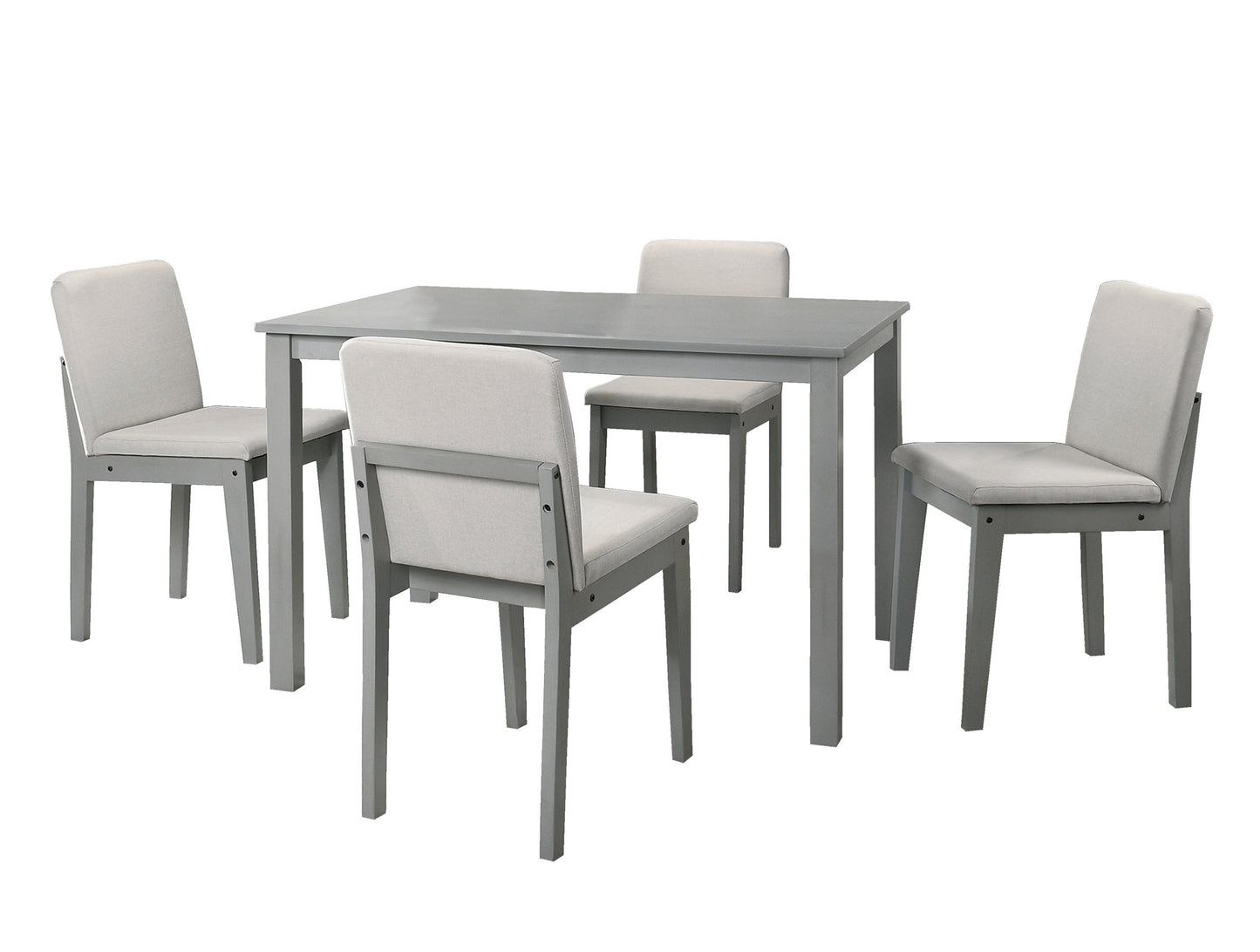 Grey Finish 5 Piece Dining Room Set Dining Table 4x Chairs Beige Fabric Chairs Inkedjoy