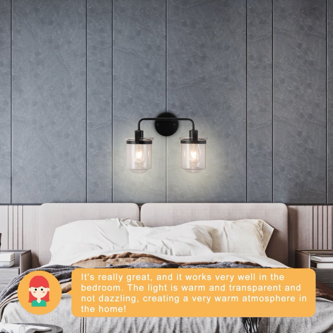 2-Light With Clear Glass Shade,Modern Sconce My Store