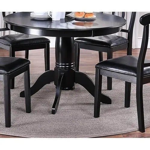 Classic Design Dining Room 5pc Set Round Table 4x Side Chairs Black My Store