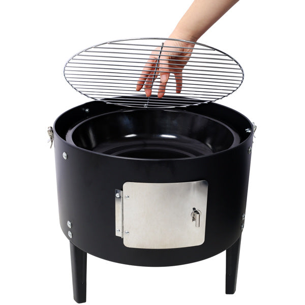 17 Inch Steel Charcoal Smoker, Heavy Duty Round Grill Inkedjoy