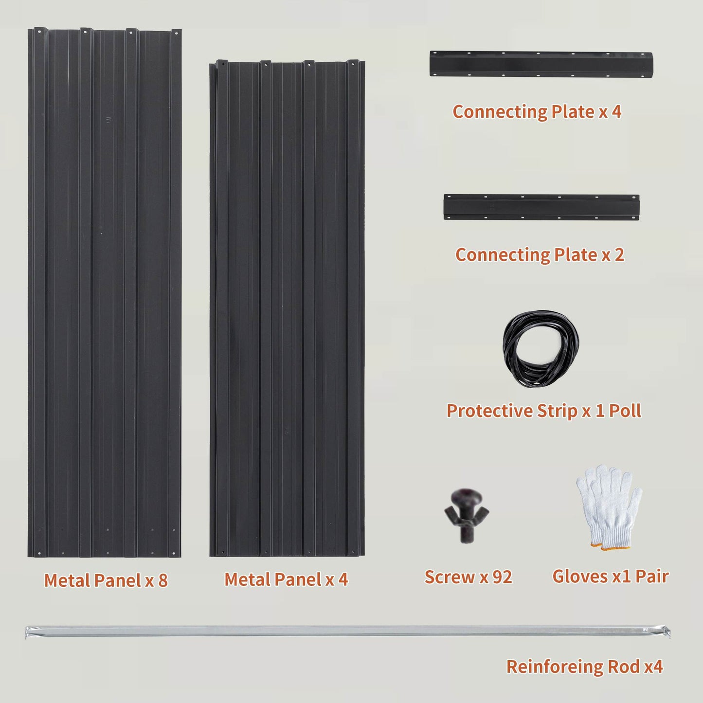 Outdoor Galvanized Raised Garden Bed Kit, Black Rectangle Planter Inkedjoy