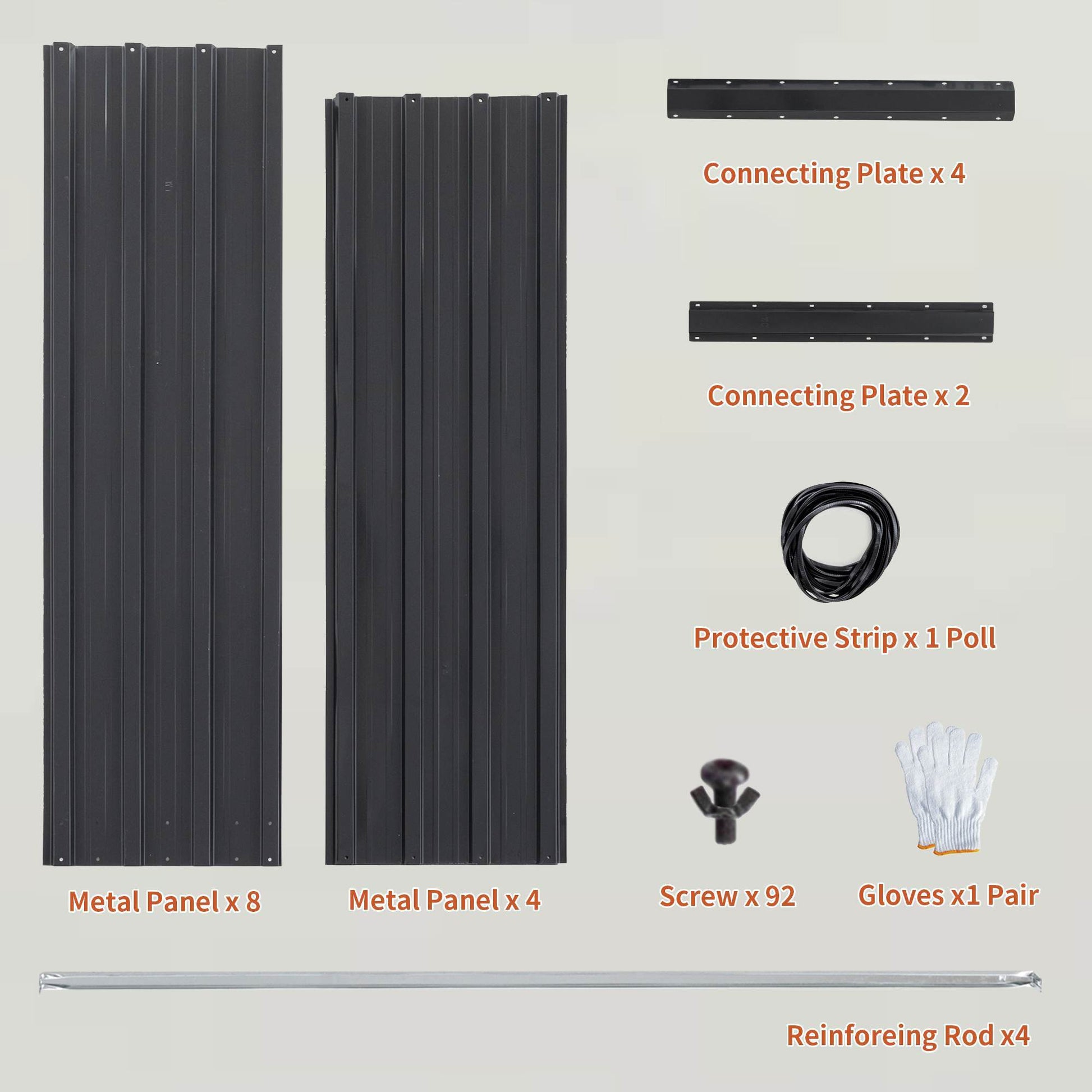 Outdoor Galvanized Raised Garden Bed Kit, Black Rectangle Planter Inkedjoy