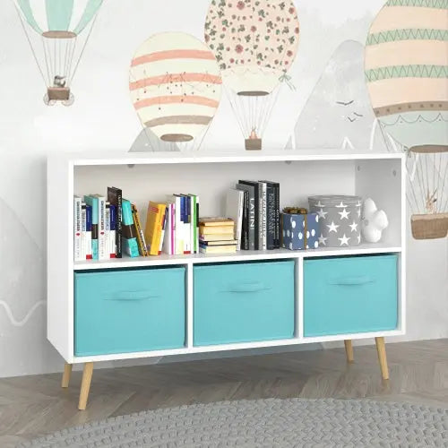 Fiberboard Children's Bookshelf With Foldable Fabric Drawers My Store