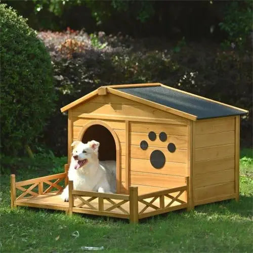 48 Wooden Dog House Outdoor With Porch My Store