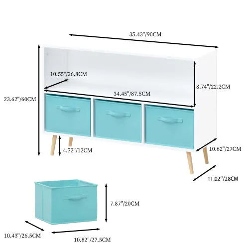 Fiberboard Children's Bookshelf With Foldable Fabric Drawers My Store
