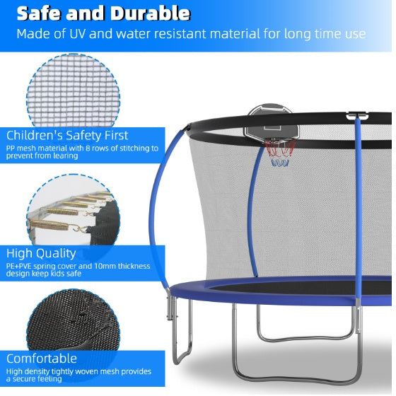 14 FT TRAMPOLINE PUMPKING STYLE WITH BASKETBALL HOOP My Store