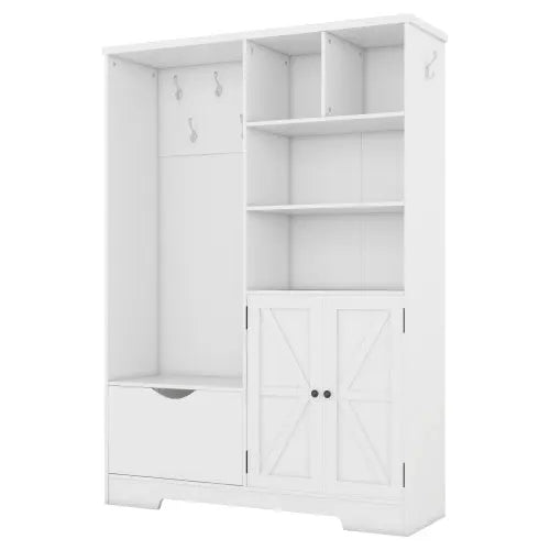 Multi-functional Hall Tree With Storage Shelves Drawers And Cabinet, Elegant Hallway Shoe Cabinet With Bench, Modern Coat Rack With Hooks For Hallway Entryways My Store