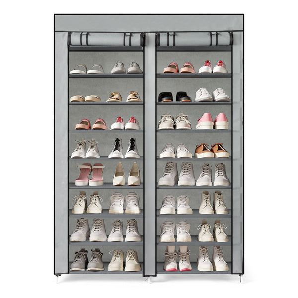Double Row 10-ply Non-woven Shoe Cabinet,Grey Inkedjoy