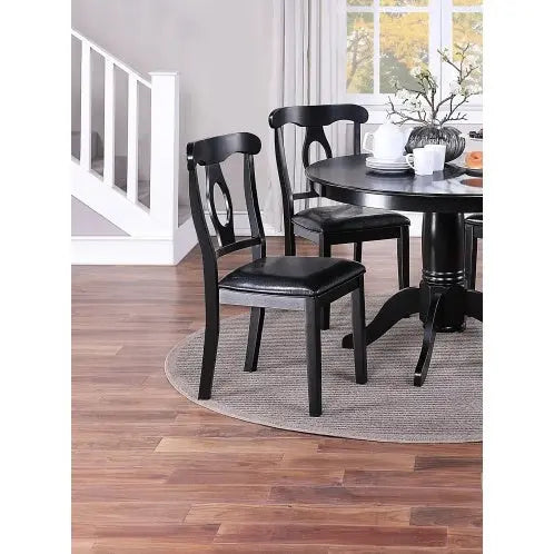 Classic Design Dining Room 5pc Set Round Table 4x Side Chairs Black My Store