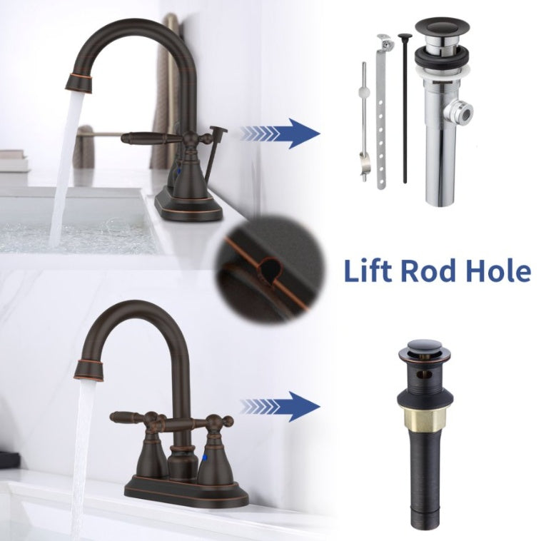2 Handles Bathroom Sink Faucet, Oil Rubbed Bronze Ohberri