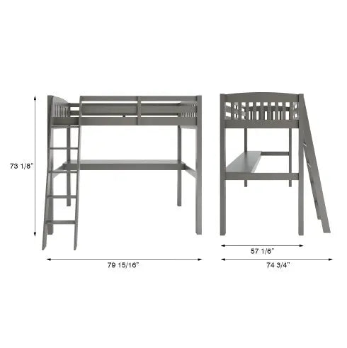 Grey High Loft Bed With Desk And Storage My Store