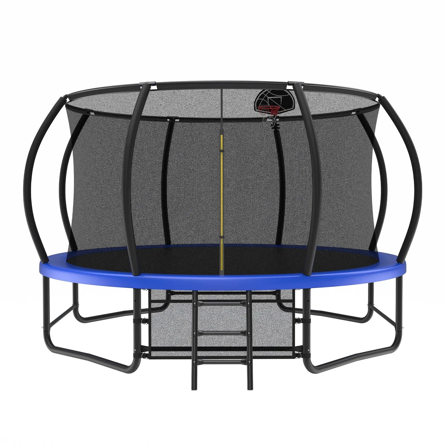 14 Foot Fenced Trampoline With Ladder And Rust Proof Coating Inkedjoy