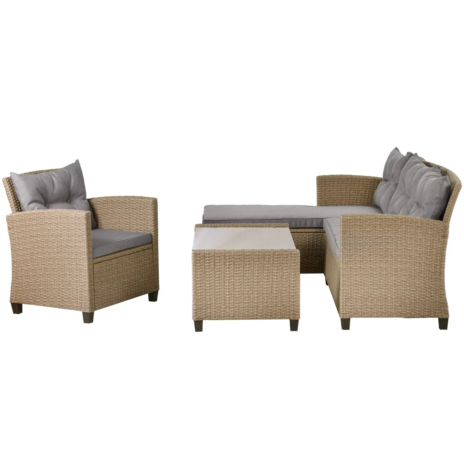 Patio Furniture Sets  4PC Wicker Rattan Sofa Conversation Set My Store