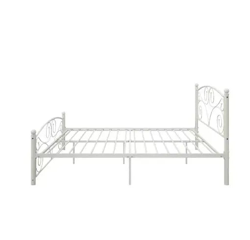 Queen Size Unique Flower Sturdy System Metal Bed Frame With Headboard And Footboard My Store