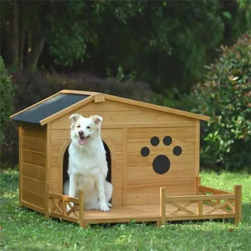48 Wooden Dog House Outdoor With Porch My Store