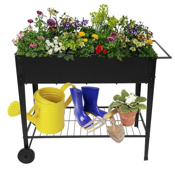 Mobile Metal Raised Garden Bed Cart With Legs Inkedjoy