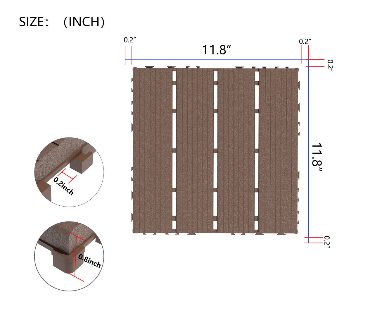 Waterproof, Wear-resistant, DIY Assembly, Garden, Courtyard, Balcony,plastic Flooring Inkedjoy