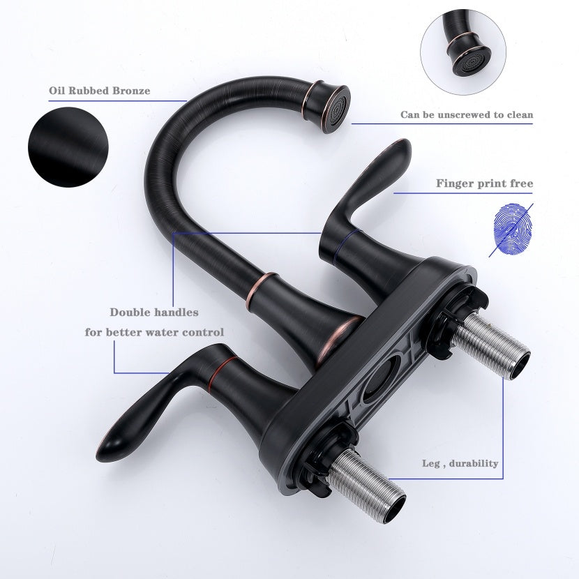 2-Handle 4-Inch Oil Rubbed Bronze Bathroom Faucet Ohberri