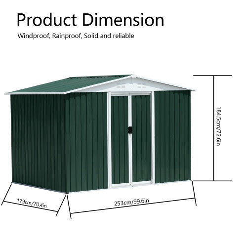 8x6 Feet Apex Roof Dark Grey With Aluminum Alloy Frame And Sliding Door Inkedjoy