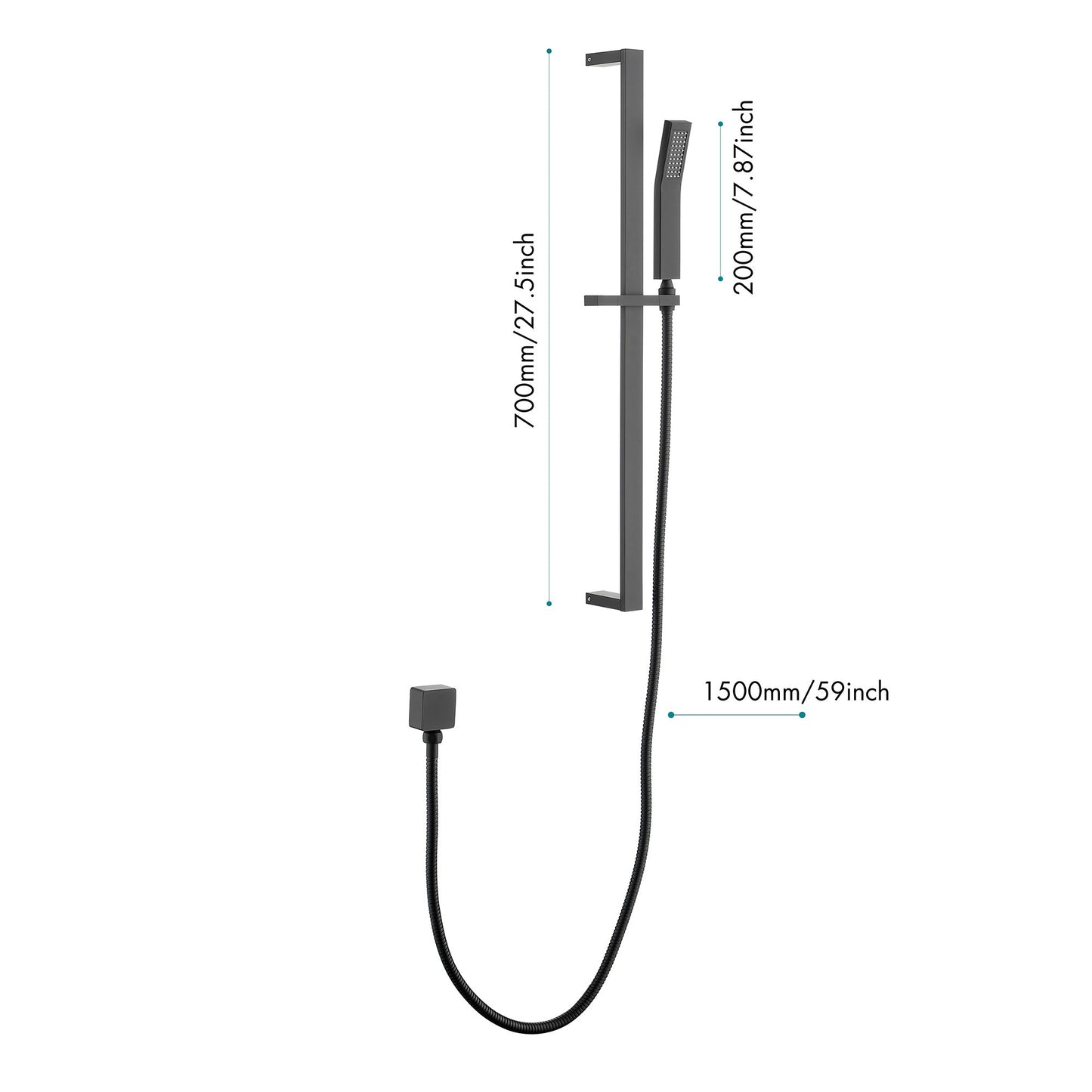 Handheld Shower head With 28 Inch Slide Bar And 59 Inch Hose Inkedjoy